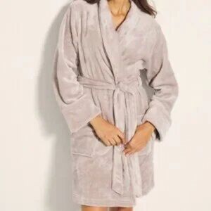 Soma Silver Taupe Plush Short Robe L/XL NWT